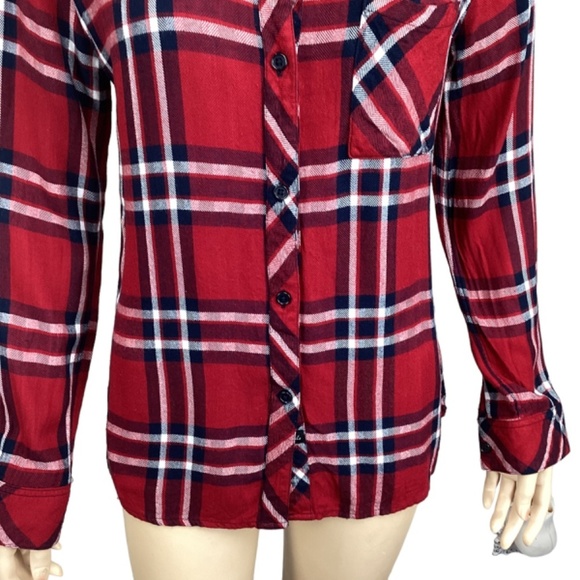 Rails Hunter Carmine Navy white Tatum plaid button up shirt size small - Picture 5 of 12